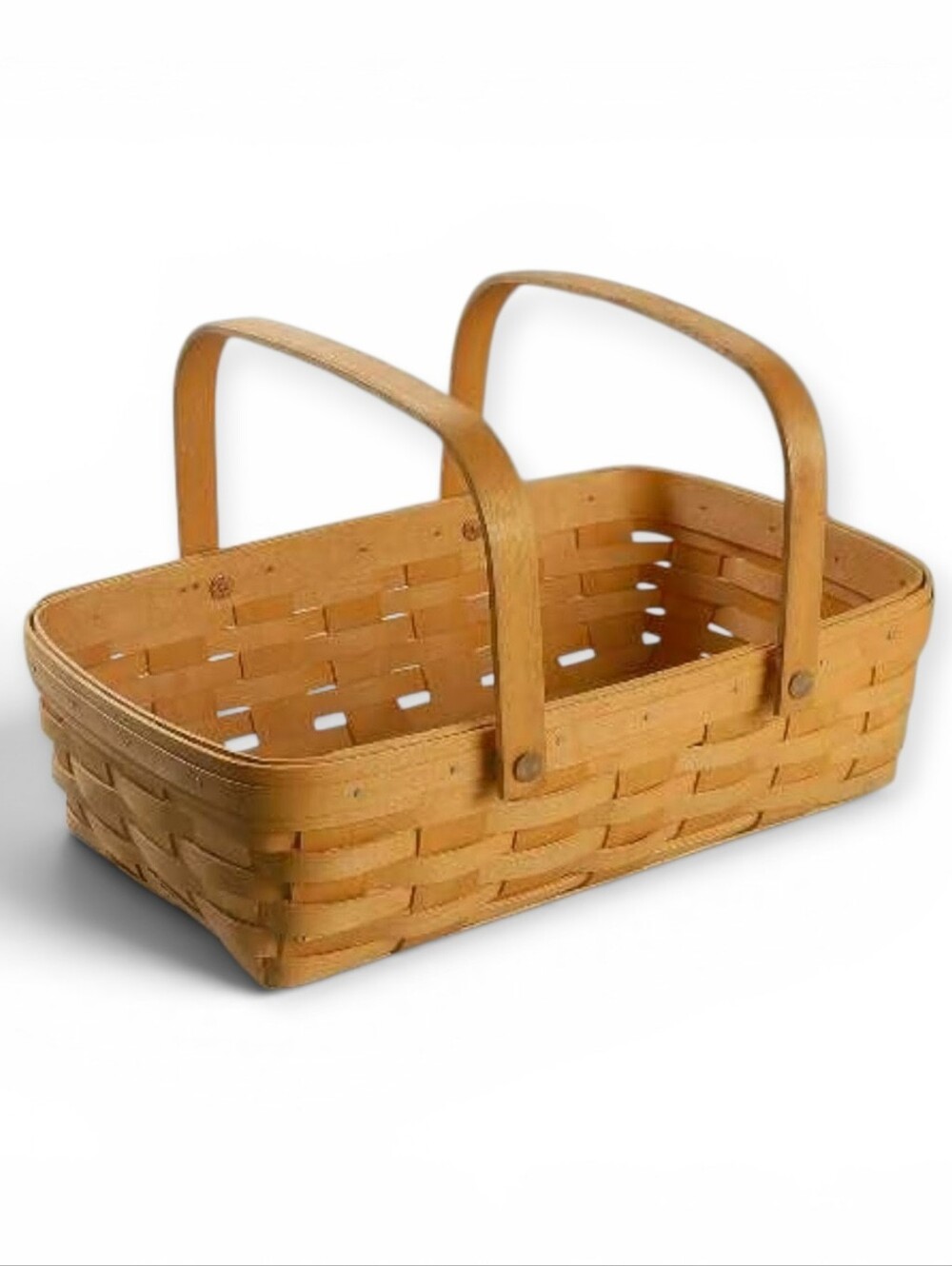 Natural Wood Woven Double Handle‎ Gathering Basket